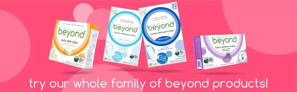 Beyond Laundry Detergent Strips 32 strips - Free & Clear - Eco-friendly Hypoallergenic. Travel friendly. Dissolvable Strips. - beyond natural cleaning products detergent