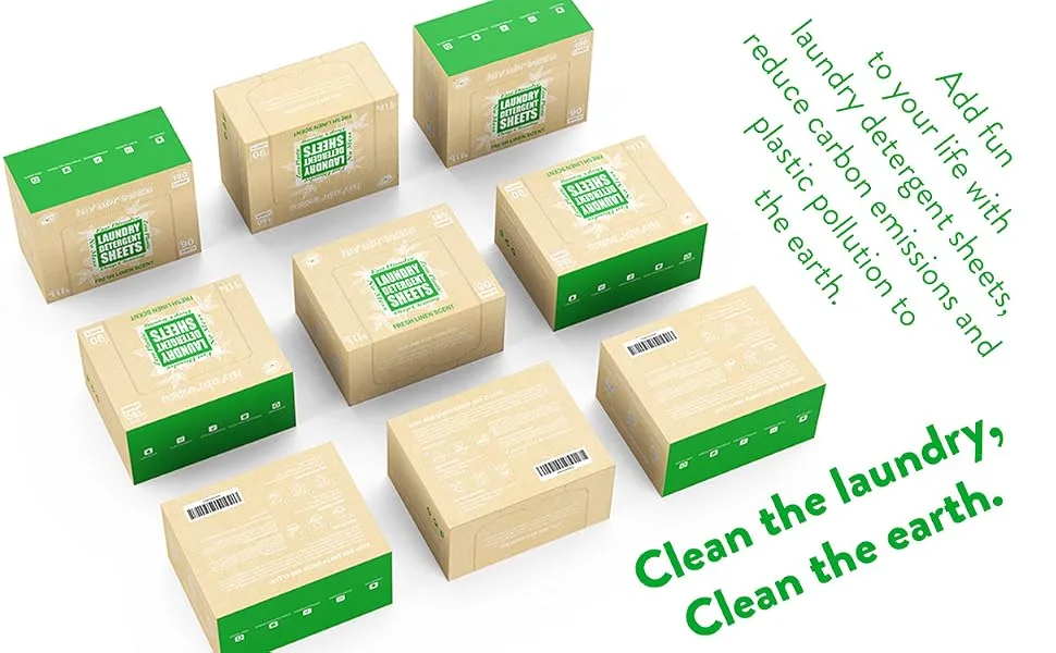 Laundry Detergent Sheets Up to 180 Loads Fresh Linen Scent Eco-Friendly Liquidless Laundry Detergent Strips for Travel & Home Easy to Use Plant-Based Biodegradable No Plastic Zero Waste - clean the laundry clean the earth