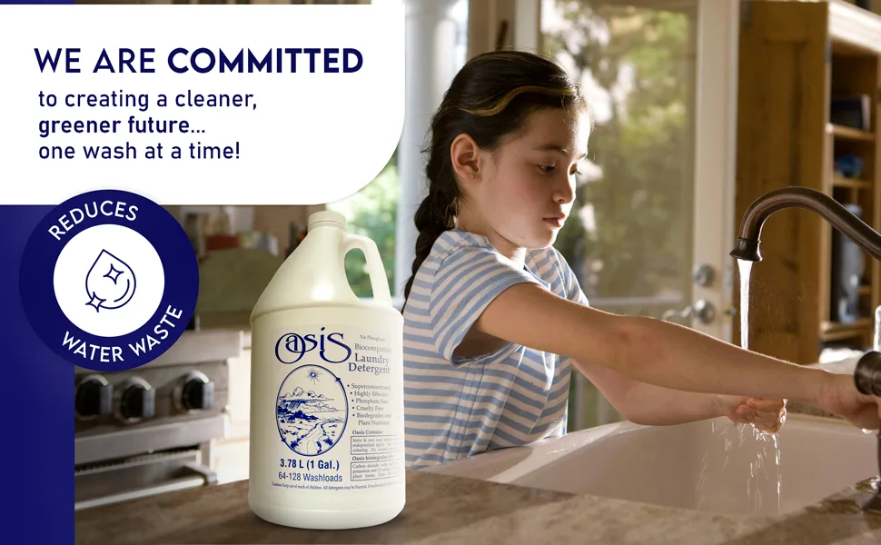 Oasis Biocompatible Laundry Detergent Liquid - Reuse Greywater for Plants - Clean Safe Concentrated & Effective Grey Water Friendly Sodium-Free Biodegrades Into Plant Nutrients - HE 128 Loads - product information 13
