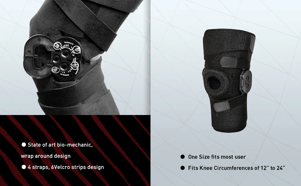 ZOYER Recovery+ Essential ROM Knee Brace - Side Stabilizers Locking Dial Knee Support for Swollen ACL PCL Tendon Ligament Meniscus Injuries Universal Fit - Zoyer Recovery+ Essential ROM Knee Brace (Universal Fit)