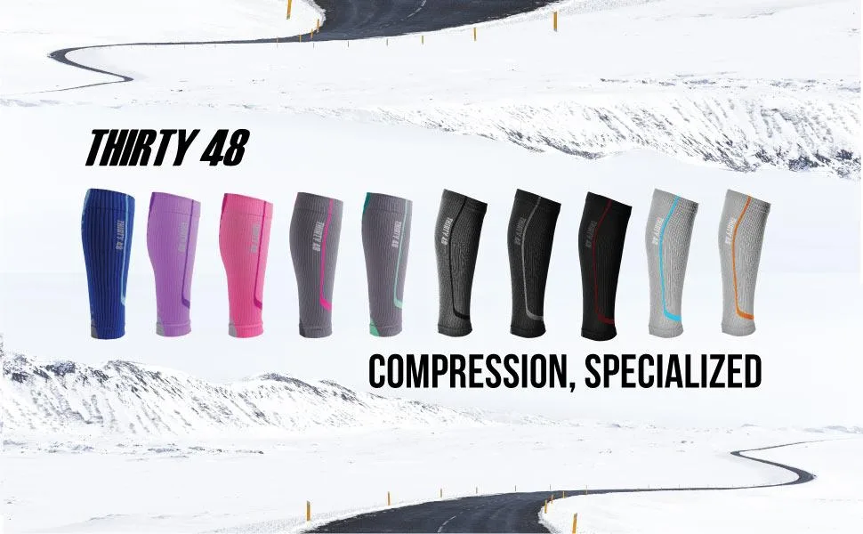 Thirty48 Graduated Calf Compression Sleeves 15-20 OR 20-30 mmHg | Maximize Fast Recovery by Increasing Oxygen to Muscles Medium 1 Pair Fluorescent Pink - Thirty48 Compression Calf Sleeves