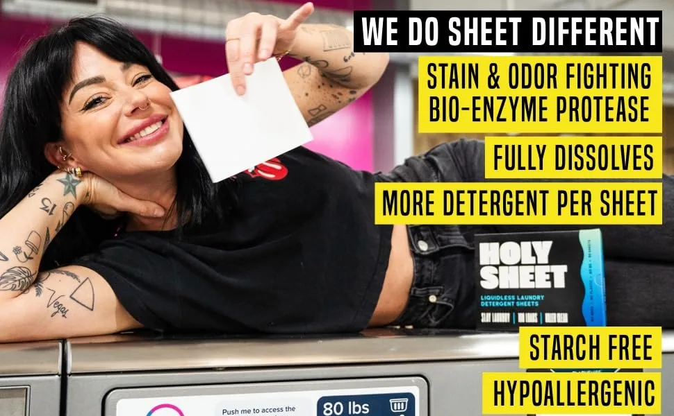 Laundry Detergent Sheets Eco & Earth Friendly No Plastic Jug Pre-measured Concentrated Power Biodegradable sheet Mess Free Lightweight Breeze to use Hypoallergenic Travel Friendly 100 Loads Killer Clean - Laundry Detergent Sheets Slay Laundry Holy Sheet