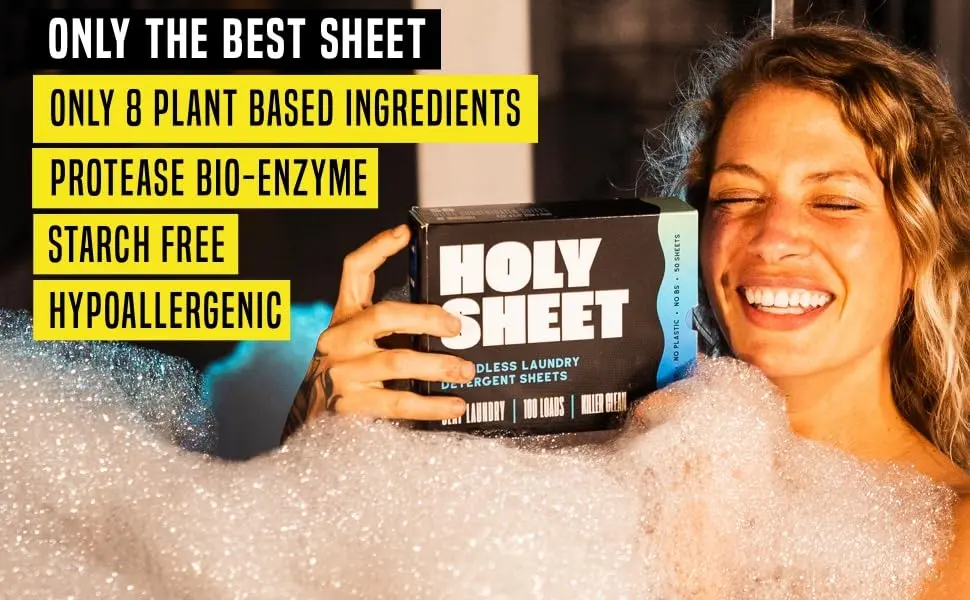 Laundry Detergent Sheets Eco & Earth Friendly No Plastic Jug Pre-measured Concentrated Power Biodegradable sheet Mess Free Lightweight Breeze to use Hypoallergenic Travel Friendly 100 Loads Killer Clean - Slay Laundry Holy Sheet Laundry Detergent Sheeets