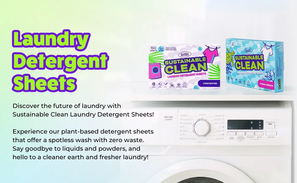 Laundry Detergent Sheets - Made in Sweden Up to 100 loads 50 Sheets Sustainable Clean Liquidless Technology Dissolves Instantly No Harsh Chemicals Eco-Friendly. (Ocean Breeze) - Laundry sheet