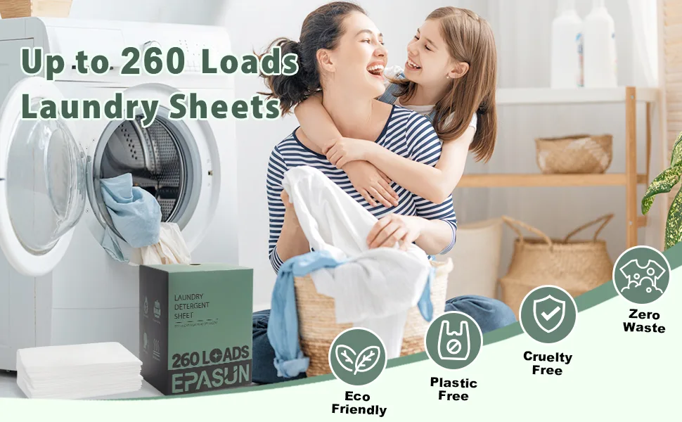 Laundry Detergent Sheets Up To 260 Loads for Lower Cost and Last Longer Use Fresh Scent Laundry Sheets Eco-Friendly Liquidless Soap Strips Plant-based Hypoallergenic Washing Supplies - Laundry Detergent Sheets