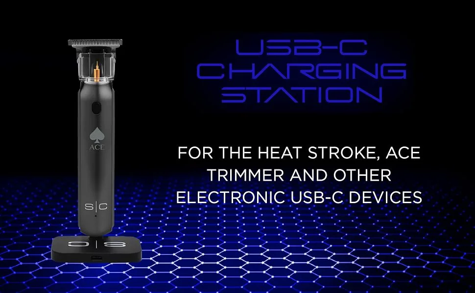 Stylecraft USB-C Portable Charging Station Stand for Hair Clippers Trimmers Shavers and Type-C Phone Ports Black - StyleCraft gamma+ usb-c type c charging station samsung android heat stroke, ace trimmer