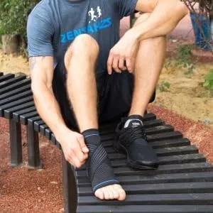 Zensah Elite Gel Sports Compression Ankle Sleeve with Removable Strap - Breathable Lightweight Anti-Odor Premium Fabric Comfortable Black Large - ankle sleeve ankle support compression ankle sleeve
