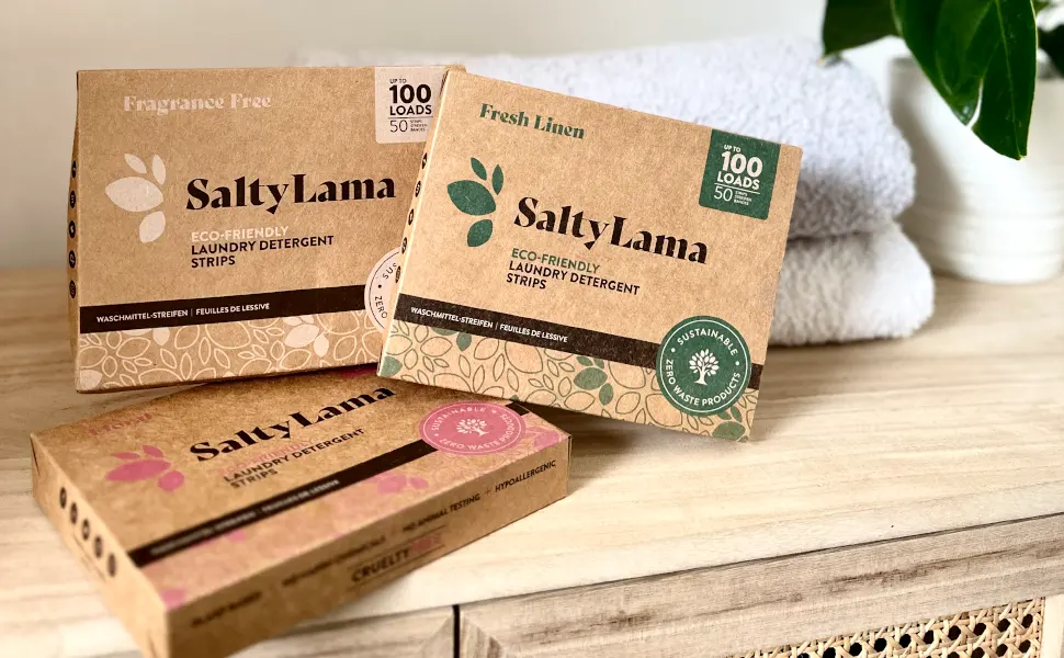 Laundry Detergent Sheets - 10 Sheets (Up to 20 Loads) - Floral Scent - SaltyLama Packaging
