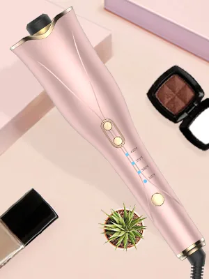 Auto Hair Curler Automatic Curling Iron Wand with 1" Large Rotating Barrel & 4 Temps & 3 Timer Settings Curling Iron with Dual Voltage Auto Shut-Off Fast Heating Spin Iron for Hair Styling Gold - rotating curling iron