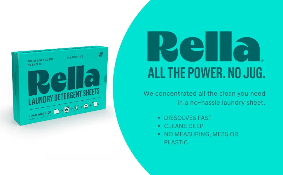 Rella Powerful Laundry Detergent Sheets 60 Laundry Sheets Family Owned & Operated Laundry Soap Sheets with Fresh Linen Scent Biodegradable Eco Friendly Travel Laundry Detergent Sheets - Rella A+ 1