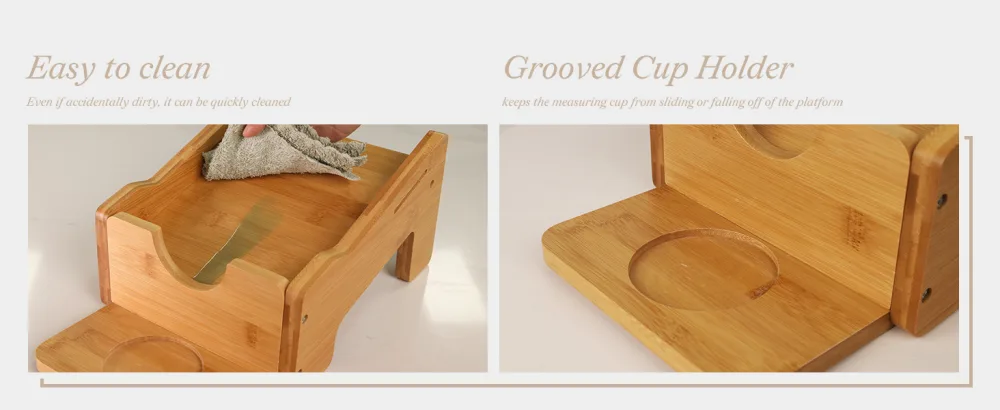 Bamboo Laundry Detergent Holder with Cup Tray by HTB Angled Detergent Holder with Strap for Laundry Room Organization Without Drawer - laundry soap dispenser holder
