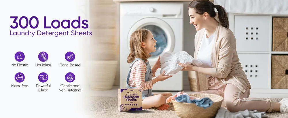 Lavender Laundry Detergent Sheets Travel Eco-friendly 300 Loads Fisroa Clothes Washing Detergent Sheets Plastic-Free Washer Sheets Liquidless Laundry Sheets Strips Tablet - laundry sheets