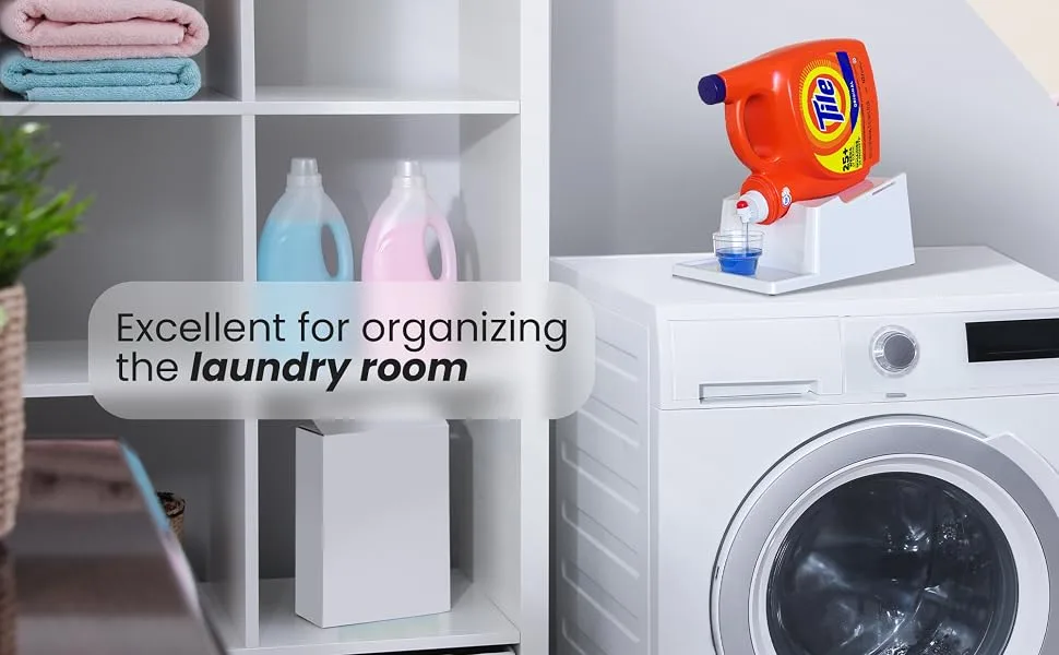 Skywin No-Spill Liquid Laundry Detergent Holder Organizer and Drip Tray for Laundry Room Organization with Laundry Soap Catcher Tray (No Strap White) 1 White - product information 7