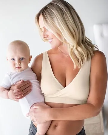 Kindred Bravely Sublime Pumping Bra Hands Free | Nursing and Pumping Bra in One | Wearable Breast Pump Bra Regular (Cup Sizes B-D) Large Latte - stone adjustable crossover