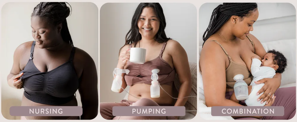 Kindred Bravely Sublime Pumping Bra Hands Free | Nursing and Pumping Bra in One | Wearable Breast Pump Bra Regular (Cup Sizes B-D) Large Latte - Sublime Hands Free pumping bra stages image nursing pumping bras