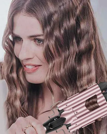 Karrong 1.5 Inch Curling Iron Brush Double PTC Heated Ionic Round Brush 2 in 1 Dual Voltage Brush for Long Medium Hair 2 Temperatures Fast Heating Black - Curling Iron