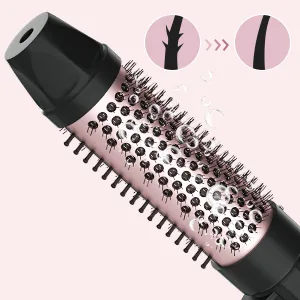 Karrong 1.5 Inch Curling Iron Brush Double PTC Heated Ionic Round Brush 2 in 1 Dual Voltage Brush for Long Medium Hair 2 Temperatures Fast Heating Black - Curling Iron Brush