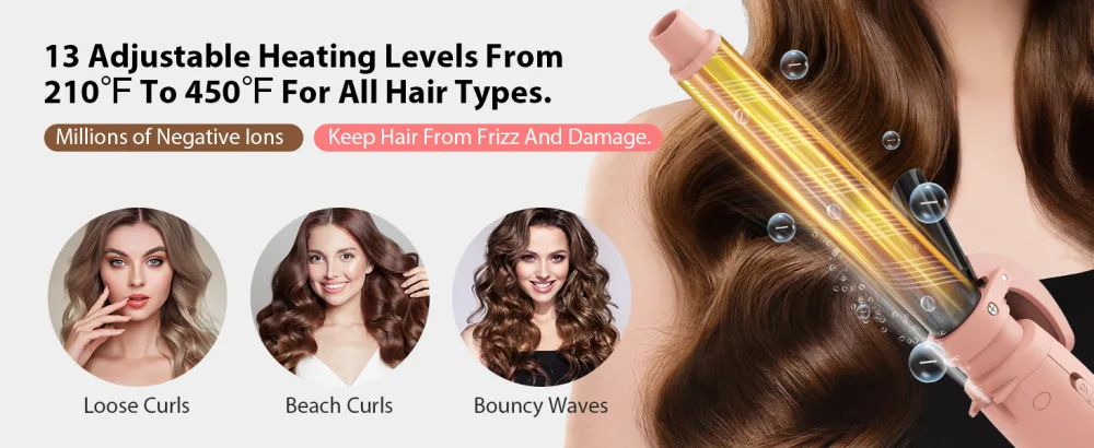 MiroPure Automatic Curling Iron 1 Inch Ionic Hair Curler Self Rotating Curling Wand with Longer Barrel for Waves and Curls Unique Button to Enable/Distable Rotation Get Rid of Accidentally Hit - curling iron ionic