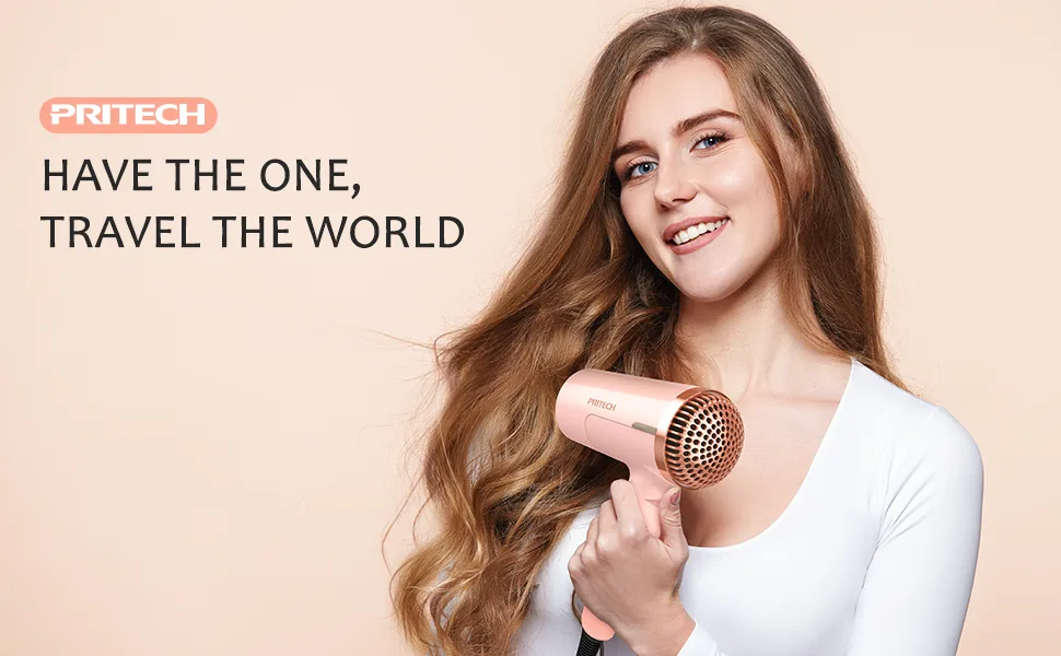 PRITECH Dual Voltage Hair Dryer with Diffuser 1200W Compact Foldable ALCI Safety Plug Pink Pink2 7 Piece Set - product information 12