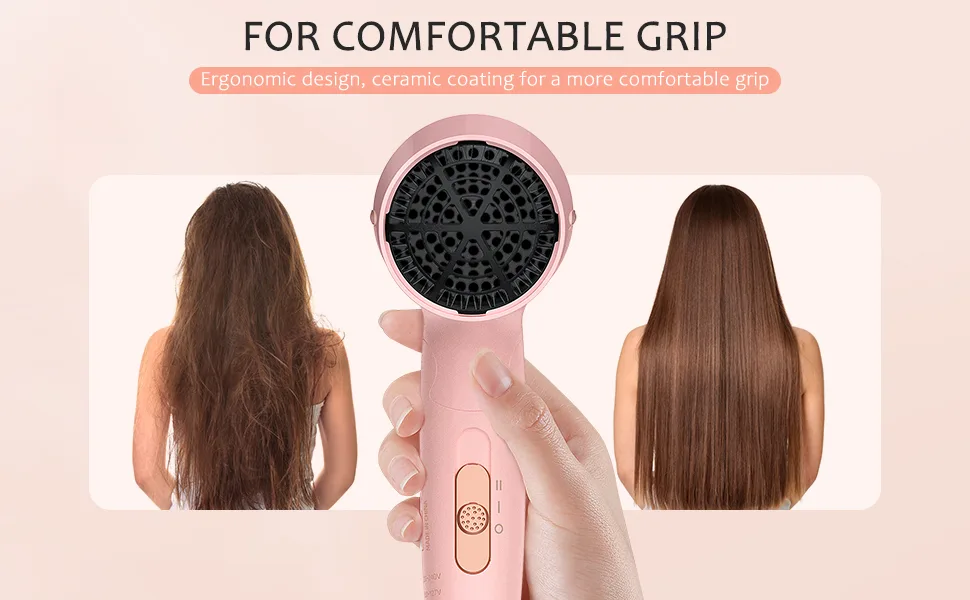 PRITECH Dual Voltage Hair Dryer with Diffuser 1200W Compact Foldable ALCI Safety Plug Pink Pink2 7 Piece Set - product information 9