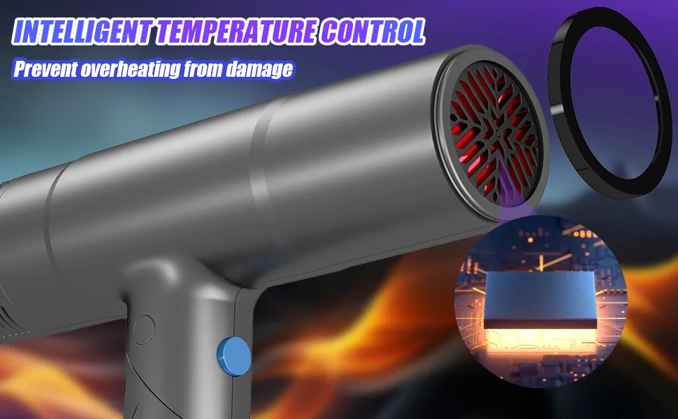 Ionic High Speed Hair Dryer with Diffuser Blow Dryer for Women Foldable Hairdryer with Display Monitor Grey - intelligent hair dryer