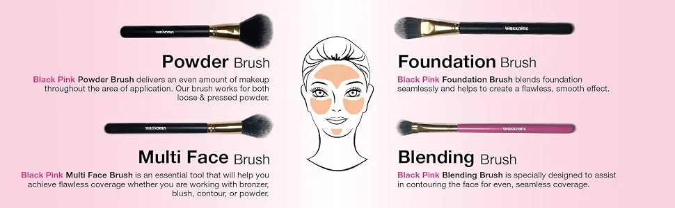 Blackpink Premium Powder Brush Professional Quality Make Up Brushes Angled Face Foundation Concealer Blending Fan (Lash & Brow Comb) - product information 27