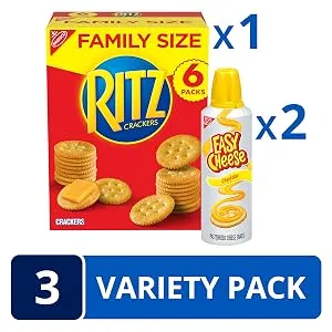 RITZ Original Crackers and Easy Cheese Cheddar Snack Variety Pack, 1 Family Size Box & 2 Cans - RITZ AND EASY CHEESE VARIETY PACK
