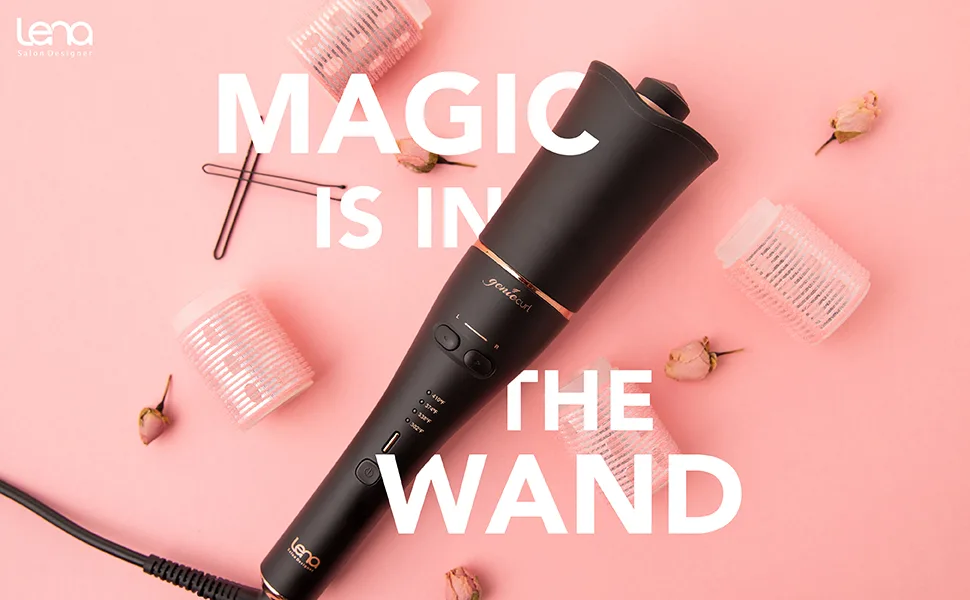 Lena Auto Hair Curler Automatic Curling Iron Ionic Curling Wand Self Rotating Curler Best for Long & Medium-Length Hair Black - curling wand banner