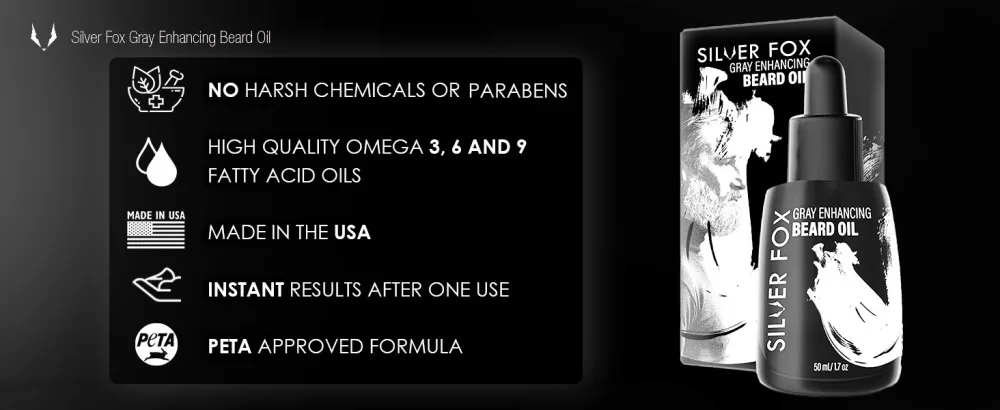 Godefroy Silver Fox | Natural Beard Oil For Gray Hair for Shine and Brightness - FEATURES LIST