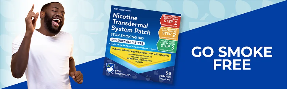 Rite Aid Nicotine Patch Kit, Steps 1 Through 3 to Quit Smoking, 21, 14, 7mg Patches with 8 Week Behavior Support Program - Quit Smoking with Rite Aid Nicotine Patches - Go Smoke Free