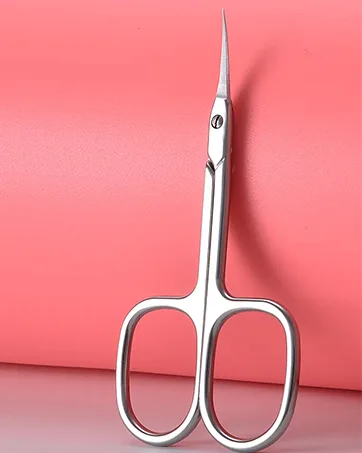 Lermende Cuticle Scissors with Curved Sharp Tip Portable Small Scissors Professional Cuticle Cutter Multi-Purpose Russian Manicure Cuticle Trimmer for Eyebrow Nail Eyelash Beards (Silver) Square Handle Silver - extra fine cuticle scissors