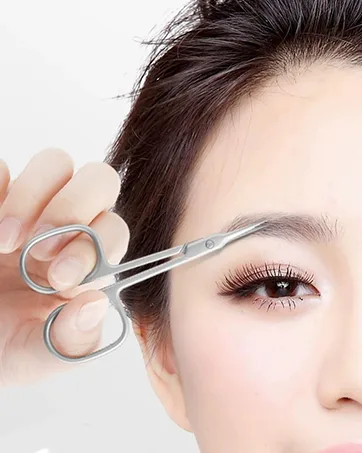 Lermende Cuticle Scissors with Curved Sharp Tip Portable Small Scissors Professional Cuticle Cutter Multi-Purpose Russian Manicure Cuticle Trimmer for Eyebrow Nail Eyelash Beards (Silver) Square Handle Silver - eyebrow scissors brow scissors