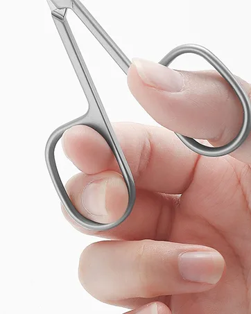 Lermende Cuticle Scissors with Curved Sharp Tip Portable Small Scissors Professional Cuticle Cutter Multi-Purpose Russian Manicure Cuticle Trimmer for Eyebrow Nail Eyelash Beards (Silver) Square Handle Silver - professional nail scissors cuticle