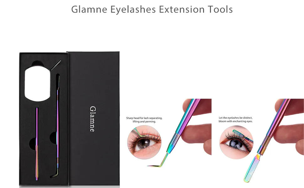 Stainless Steel Eyelash Lift with Comb Separator and Eyelash Mirror set Perfect for Eyelash and Eyebrow Perming Tinting Curling and Extensions - eyelashes extension tools