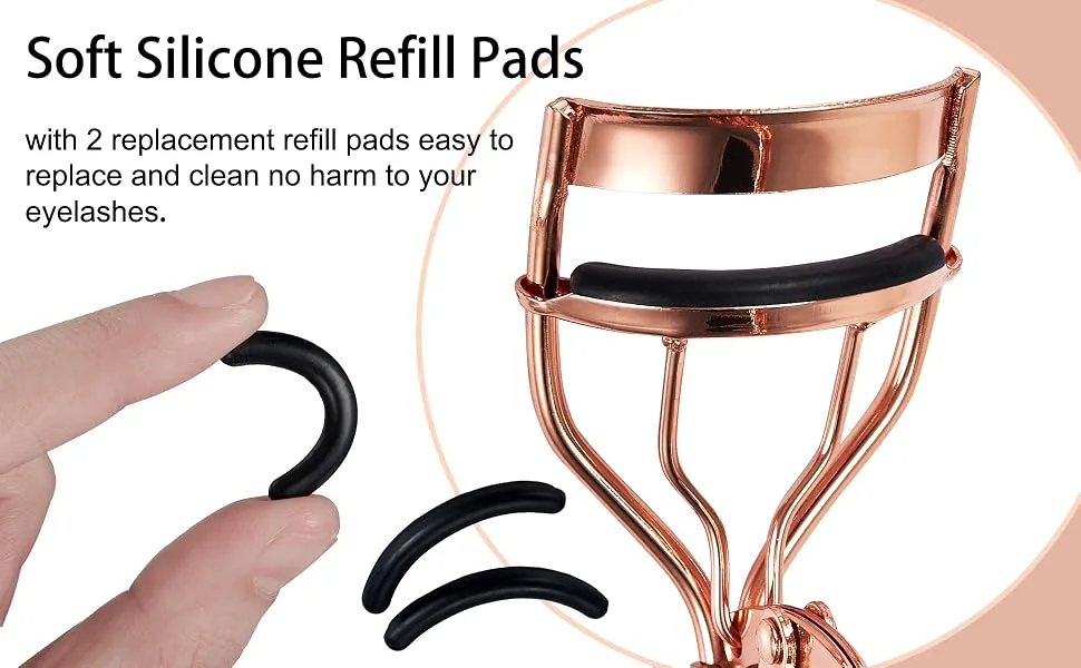 Eyelash Curlers Stylish Design with an Easy Grip Handle with 2 Extra Silicone Replacement Pads Golden - eye lash curler