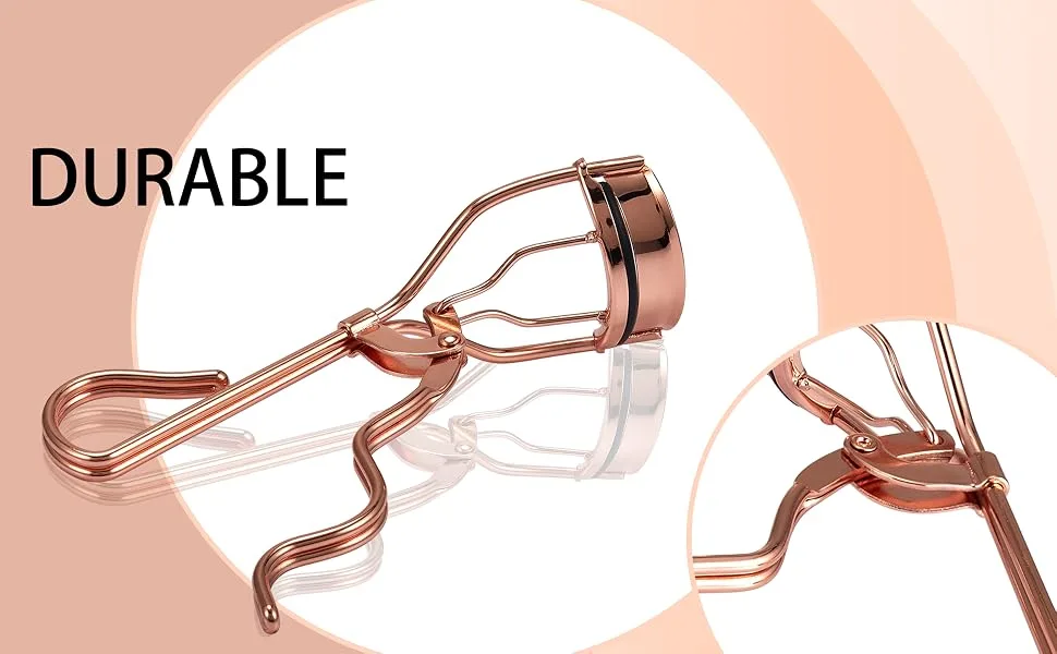 Eyelash Curlers Stylish Design with an Easy Grip Handle with 2 Extra Silicone Replacement Pads Golden - eyelash curlers