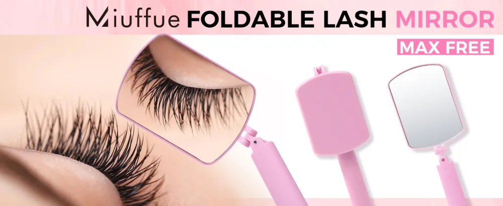 Flexible Large Square Lash Mirror 260 Rotation Folding Portable Eye Mirror for Eyelash Extensions Adjustable for Easy Check Lash Extension Supplies and Tool for Lash Techs Pink - large lash mirror