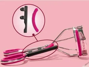 JAPONESQUE Day & Night Eyelash Curler with 2 Unique and Different Lash Pads That Offer Different Lash Curl Effects - Built in Lash Pad Holder