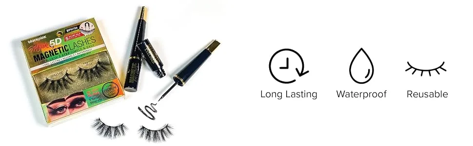 BlackPink Mink 5D Magnetic Lashes Liner-Lash 2 Step Simple Lover Fluffy Lash Fluffy Reusable Light Weight False Lashes Fake Eye Lash (BPM104) - 5D Magnetic Lashes Liner-Lash 2 Step Simple Lover Fluffy Lash Fluffy Reusable