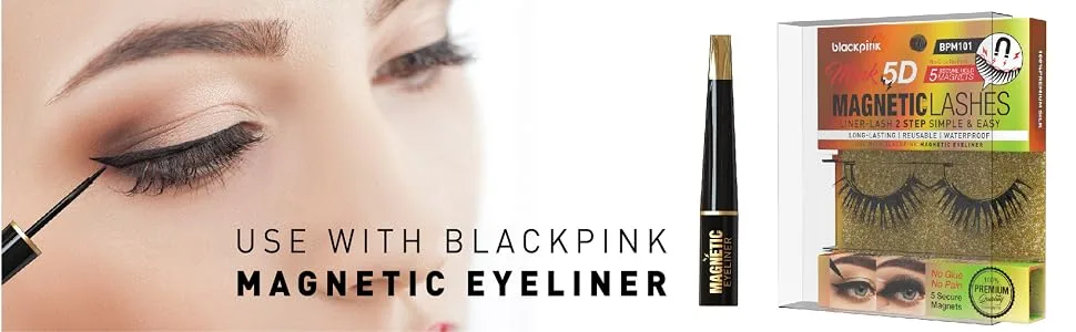 BlackPink Mink 5D Magnetic Lashes Liner-Lash 2 Step Simple Lover Fluffy Lash Fluffy Reusable Light Weight False Lashes Fake Eye Lash (BPM104) - 5D Magnetic Lashes Liner-Lash 2 Step Simple Lover Fluffy Lash Fluffy Reusable