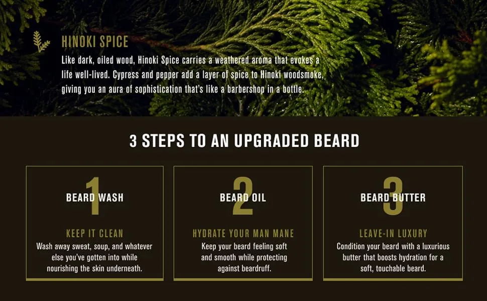 Every Man Jack Small Batch Beard Set - Hinoki Spice Fragrance - Perfect for Every Guy - Full-Sized Grooming Essentials - Beard + Face Wash Hydrating Beard Oil and Beard Butter - image