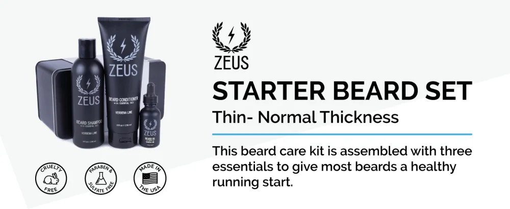 ZEUS Men s Starter Beard Care Set U.S.A MADE Beard Care Soften Hydrates & Moisturizes Prevents Itching & Flaking (Verbena Lime) - starter beard care set for thin to regular beard growth