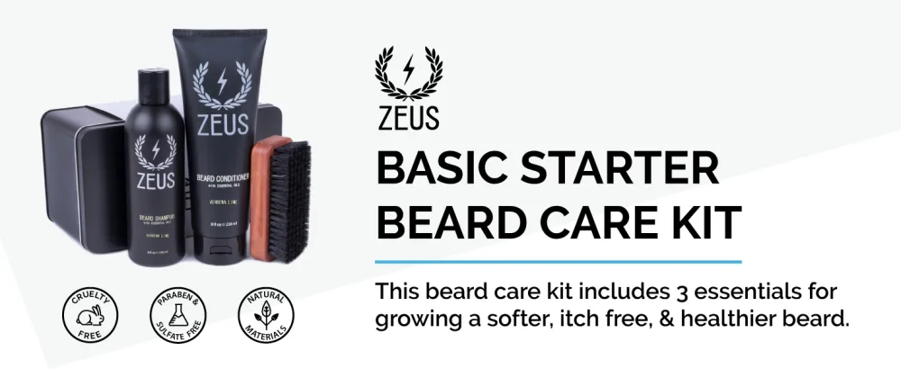 ZEUS Starter Beard Wash & Grooming Kit Beard Brush & Beard Wash Combo Gift Set for Men (Vanilla Rum) Scent: Vanilla Rum - basic starter beard care kit for a softer, itch free and healthier beard