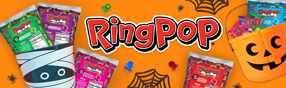 Ring Pop Individually Wrapped Halloween Blue Raspberry Party Pack  30 Count Blue Raspberry Flavored Candy Lollipop Suckers - Fun Blue Candy For Halloween Candy Bowls, Parties & Trick Or Treating Bags - ring pop products