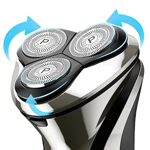 Electric Shavers Men: Phisco RMS8112-ValuePro - Ultra Quiet Waterproof Rotary Shaver LED Display Wet/Dry Pop-up Trimmer Rechargeable - 3-Head Face Shaver for a Close