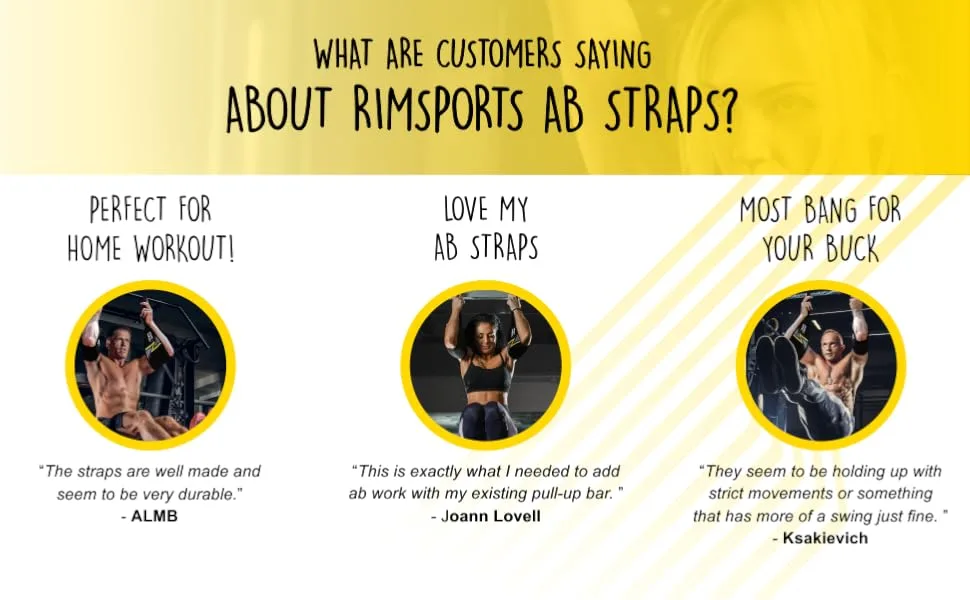 RIMSports Ab Straps for Pull Up Bar, Ab Sling Strap for Hanging, Ab Straps Hanging Abdominal Workout, Knee Up Ab Straps - Pull Up Straps & Ab Hanging Straps - Ab Straps for Pullup Bar for Men & Women Black - pull up bar accessories pullup bar accessories workout straps exercise straps fitness straps