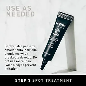 Brickell Men's Acne Controlling System for Men Acne Fighting Face Moisturizer Treatment Face Wash Spot Treatment and Scar Cream Natural & Organic - Step 3, Spot Treatment, Dab a small amount onto individual blemishes when break-outs occur