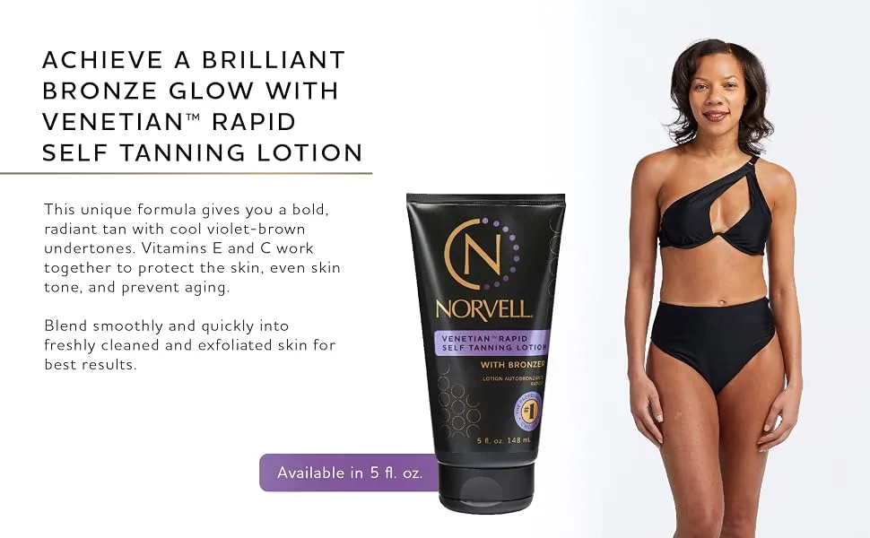 Norvell Venetian Rapid Sunless Self Tanner Lotion 5 fl. oz. - Achieve a brilliant bronze glow with venetian self tanning lotion