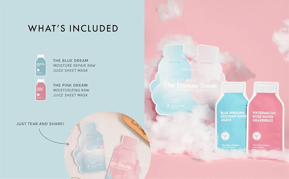 ESW Beauty Dream Team Sheet Mask Duo: For The Moisturized Skin Of Your Dreams - dream team sheet mask set