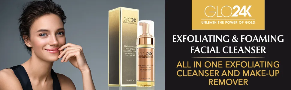 GLO24K Exfoliating & Foaming Facial Cleanser with 24k Gold Witch Hazel and Aloe Vera - ok5 image 2